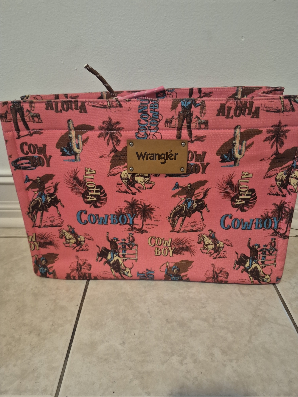 "Sale"  Wrangler Pink Cowboy Print Tote Bag
